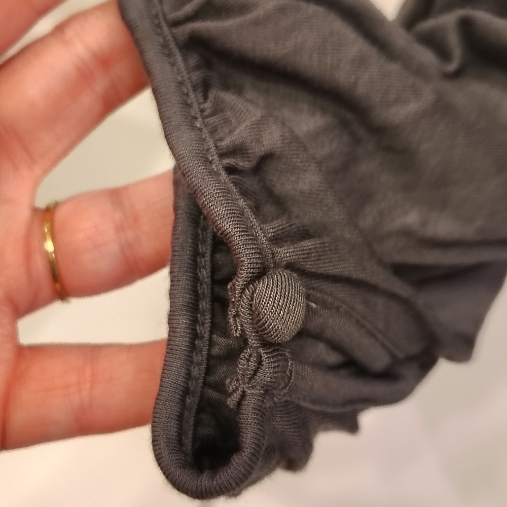 Women's XL Gray Scoop Neck Ruffle Trim Boho Peasant Cottage Core Romantic Flowy - Picture 4 of 5